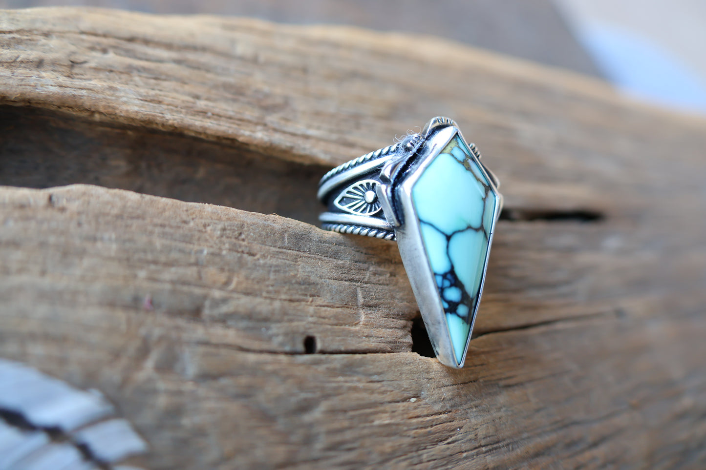 Majestic Angel Wing Variscite Ring Size 8.75