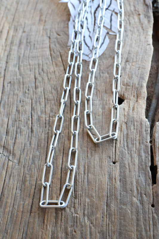 Sterling silver Charm necklace chain 18” paper clip