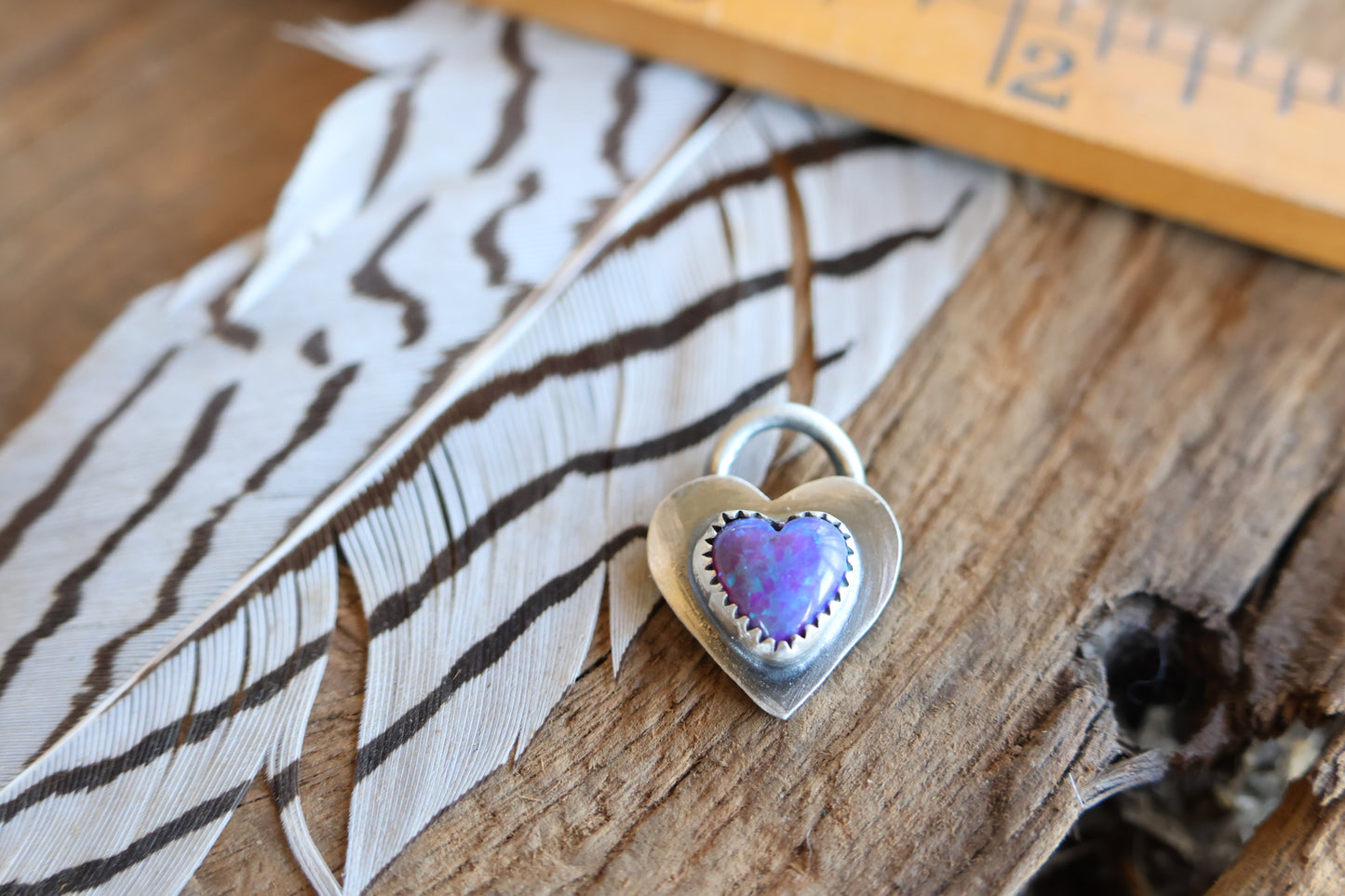 Heart charm with opal doublet •sterling silver