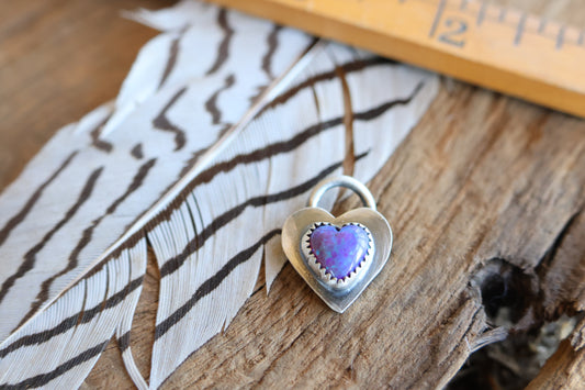 Heart charm with opal doublet •sterling silver