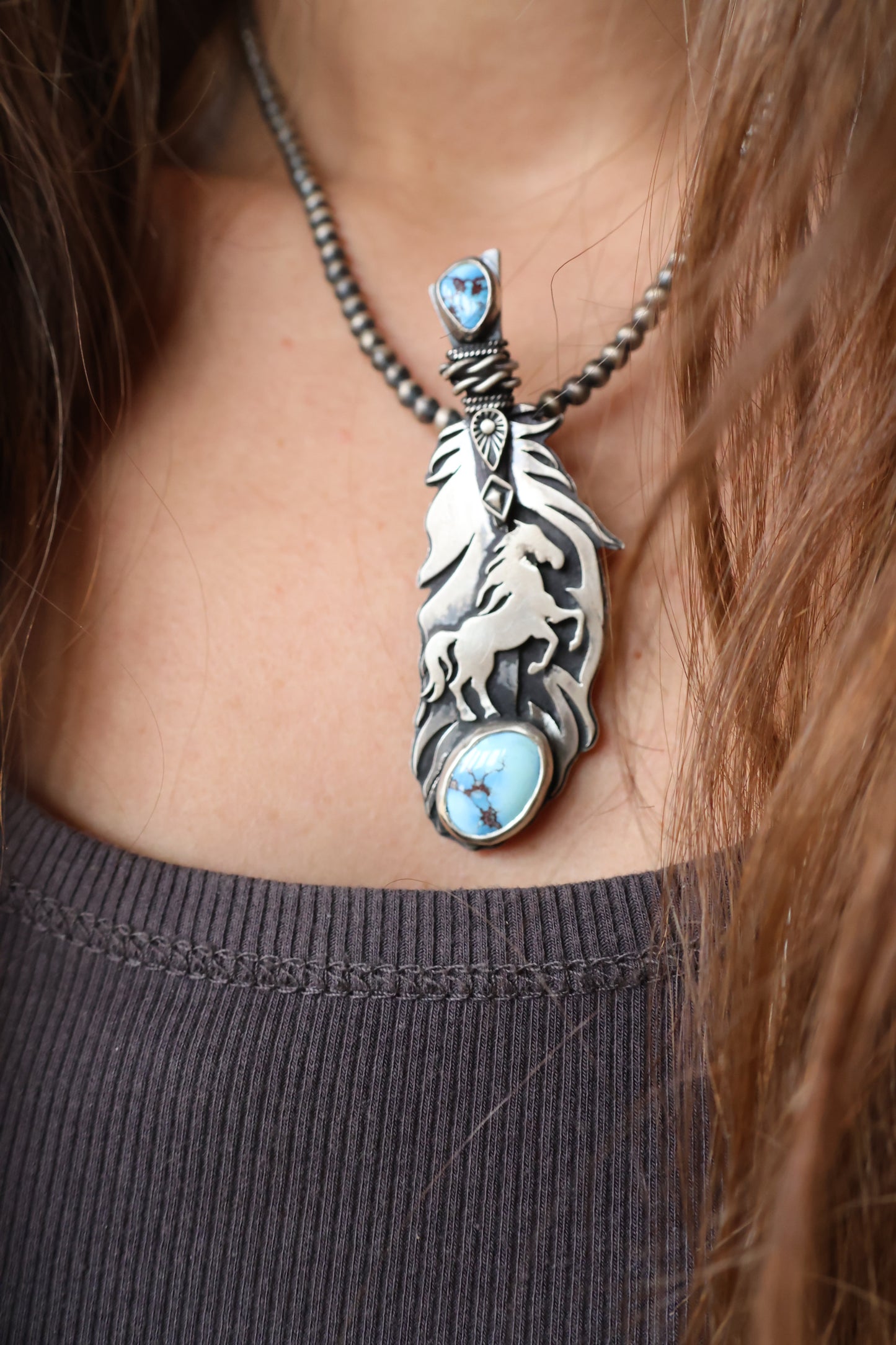 Feather • Golden Hills Turquoise Pendant