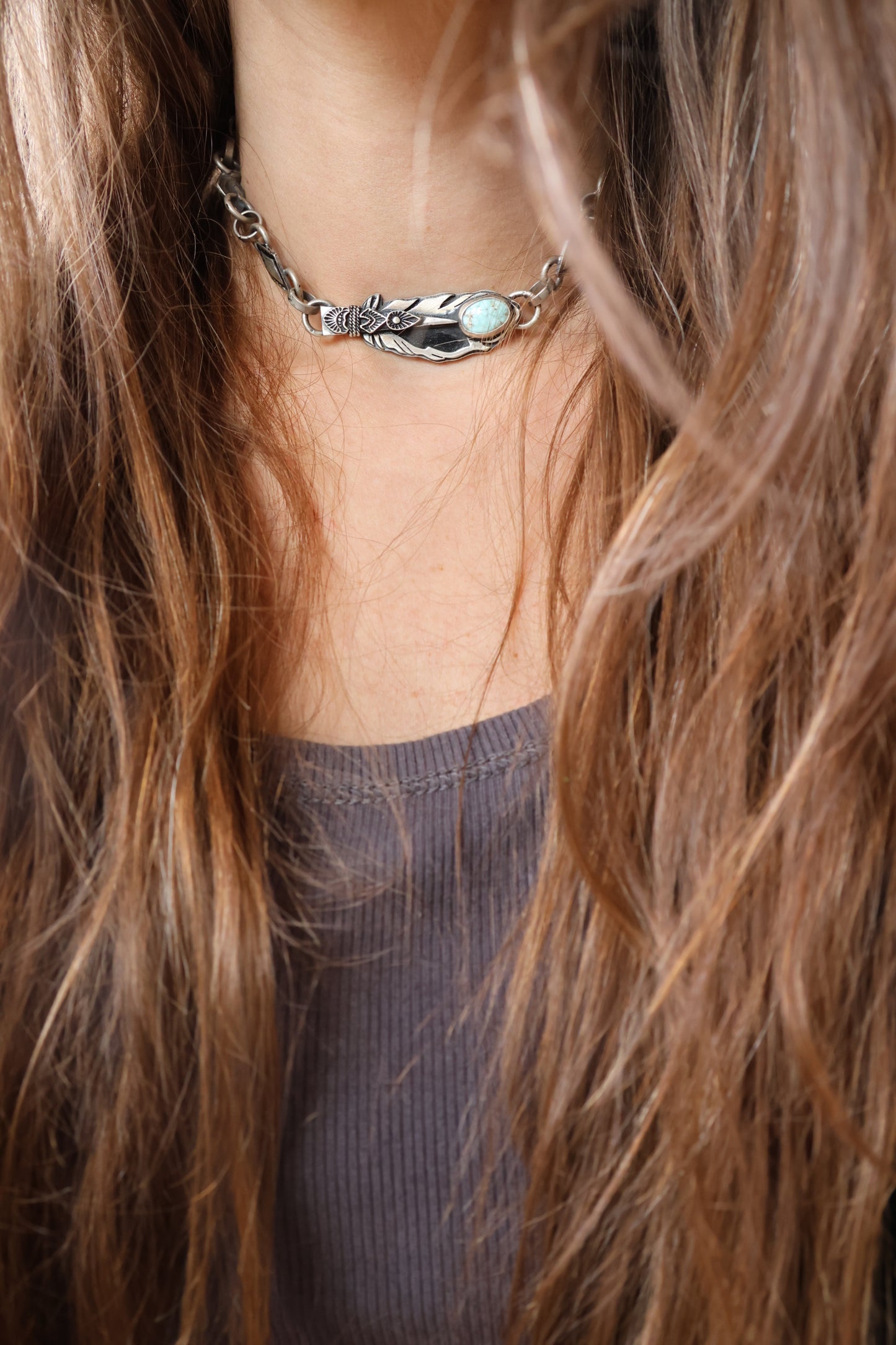 Valley Blue Feather Choker