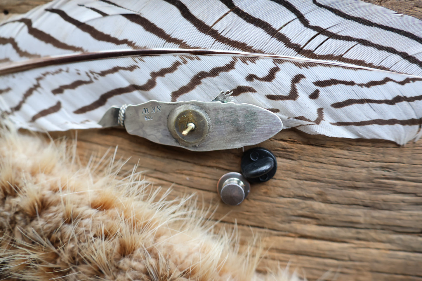 Feather Hat Pin with Royston Turquoise