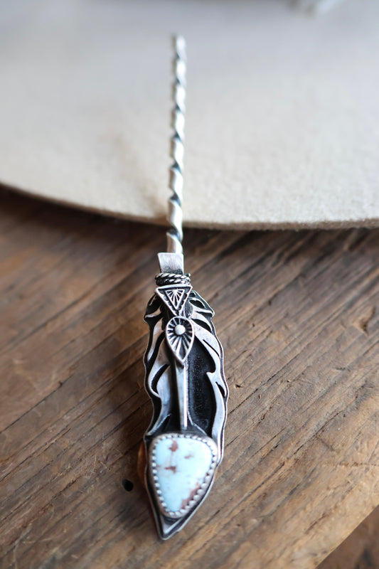 Feather Hat Pick with Dry Creek turquoise