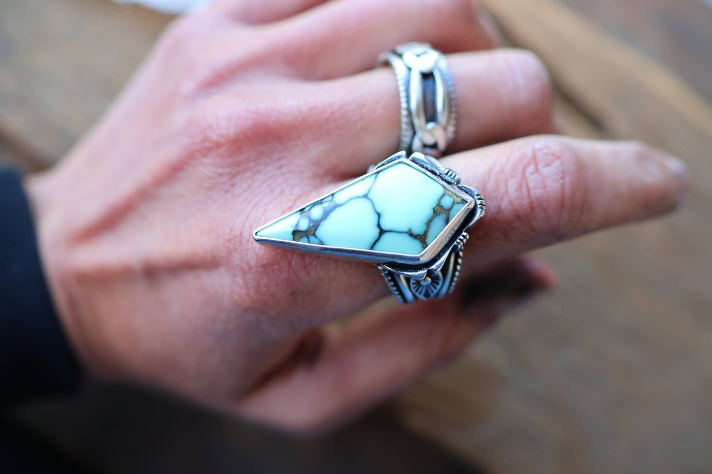 Majestic Angel Wing Variscite Ring Size 8.75