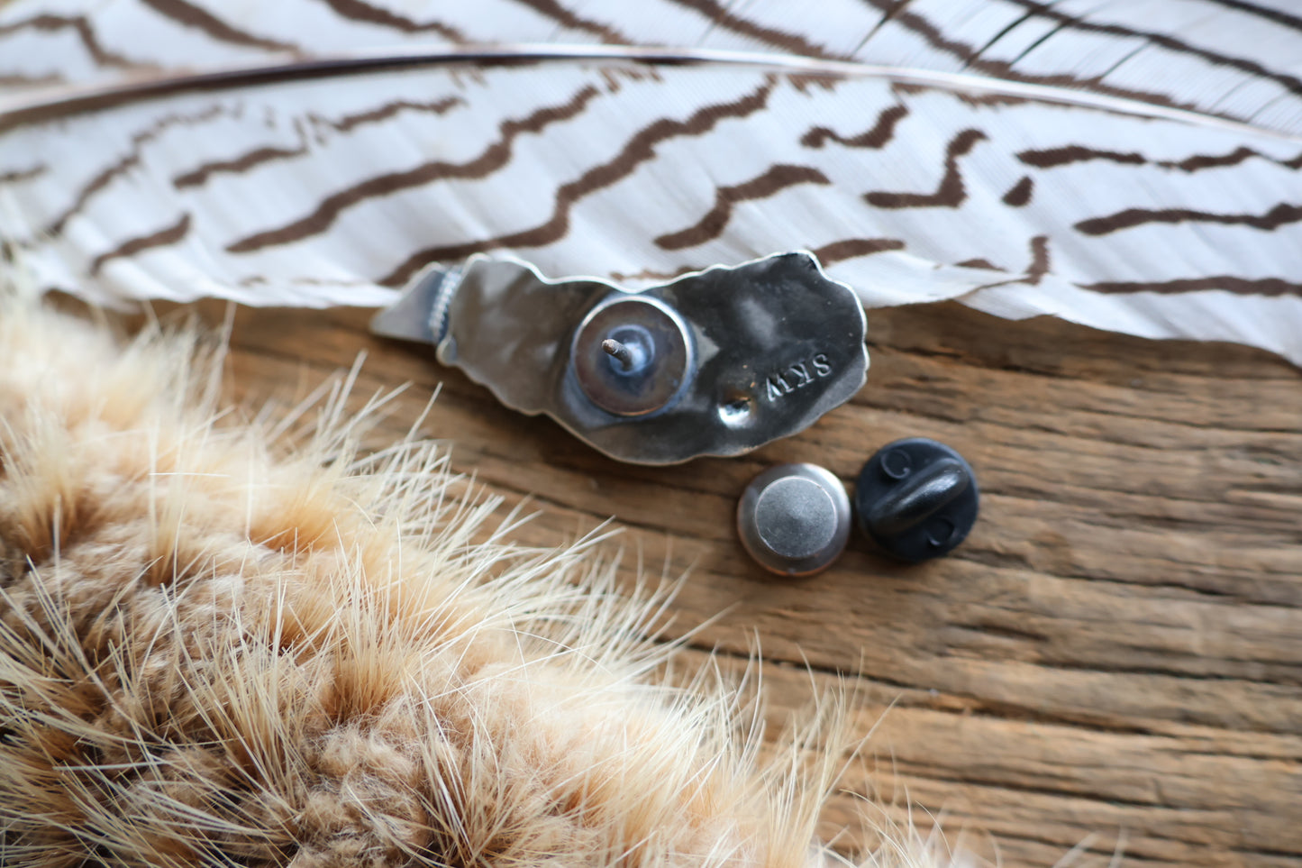 Feather Hat Pin with Kingman Turquoise