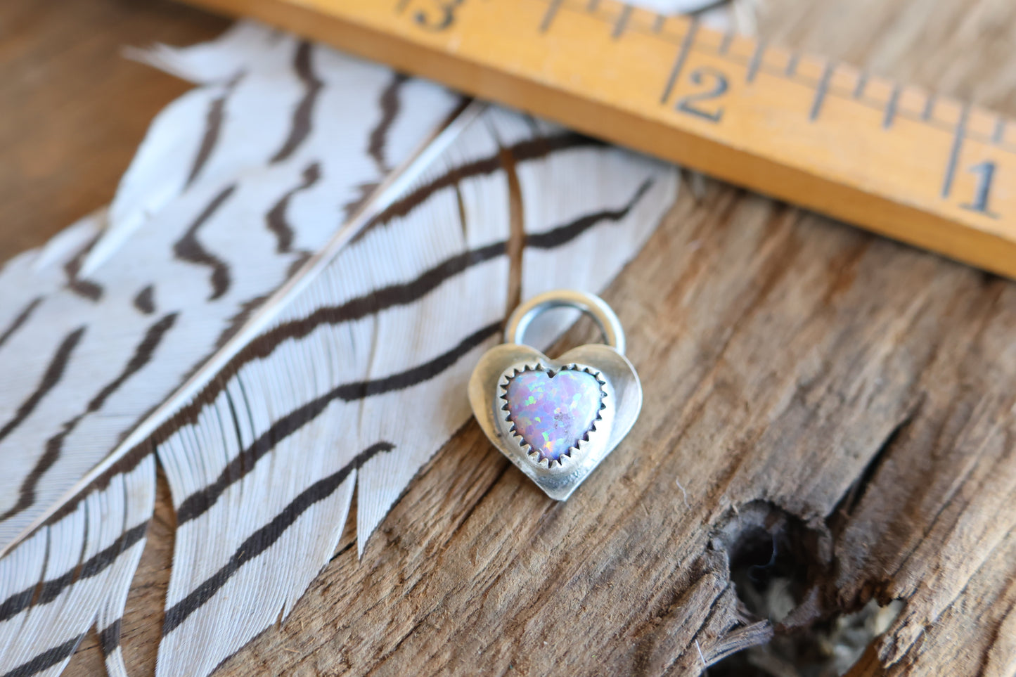 Heart charm with opal doublet •sterling silver