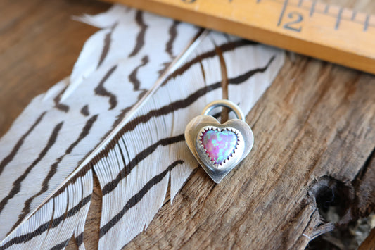 Heart charm with opal doublet •sterling silver