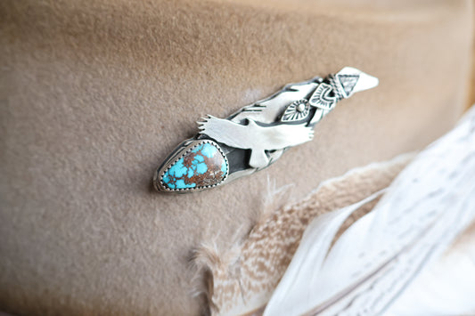 Feather Hat Pin with Royston Turquoise