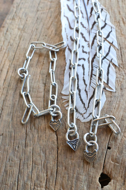 Sterling silver Charm bracelet chain 8”