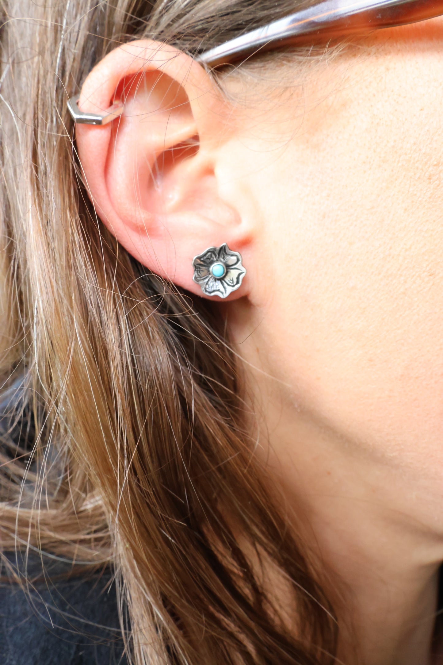 Pink opal doublets flower studs