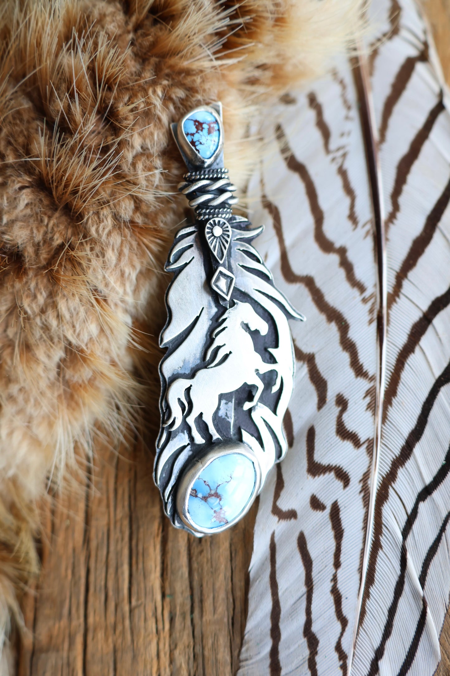 Feather • Golden Hills Turquoise Pendant