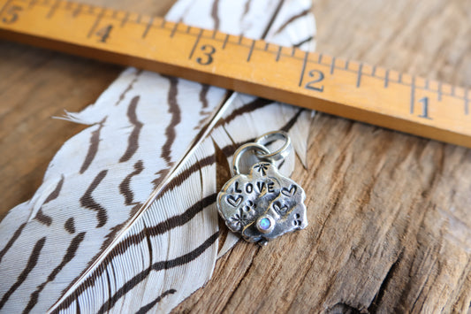 Love charm sterling silver with opal doublet