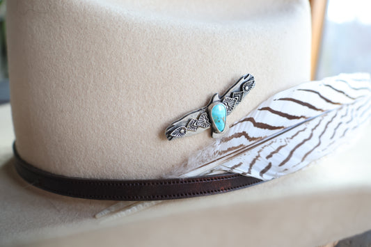 Hawk pin with Kingman turquoise