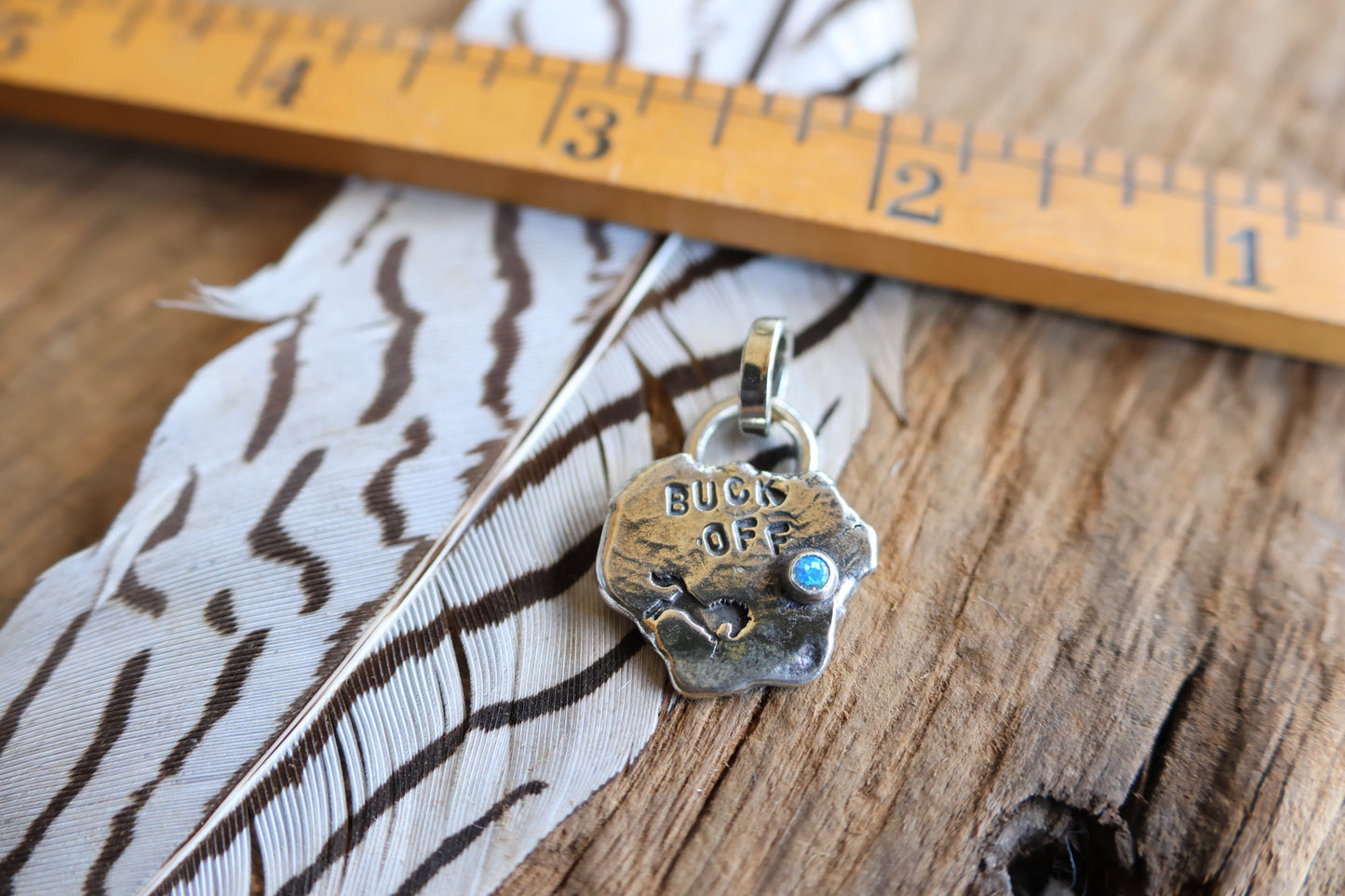 Buck off charm sterling silver with opal doublet