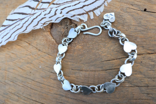 Heart Chain Sterling silver Bracelet