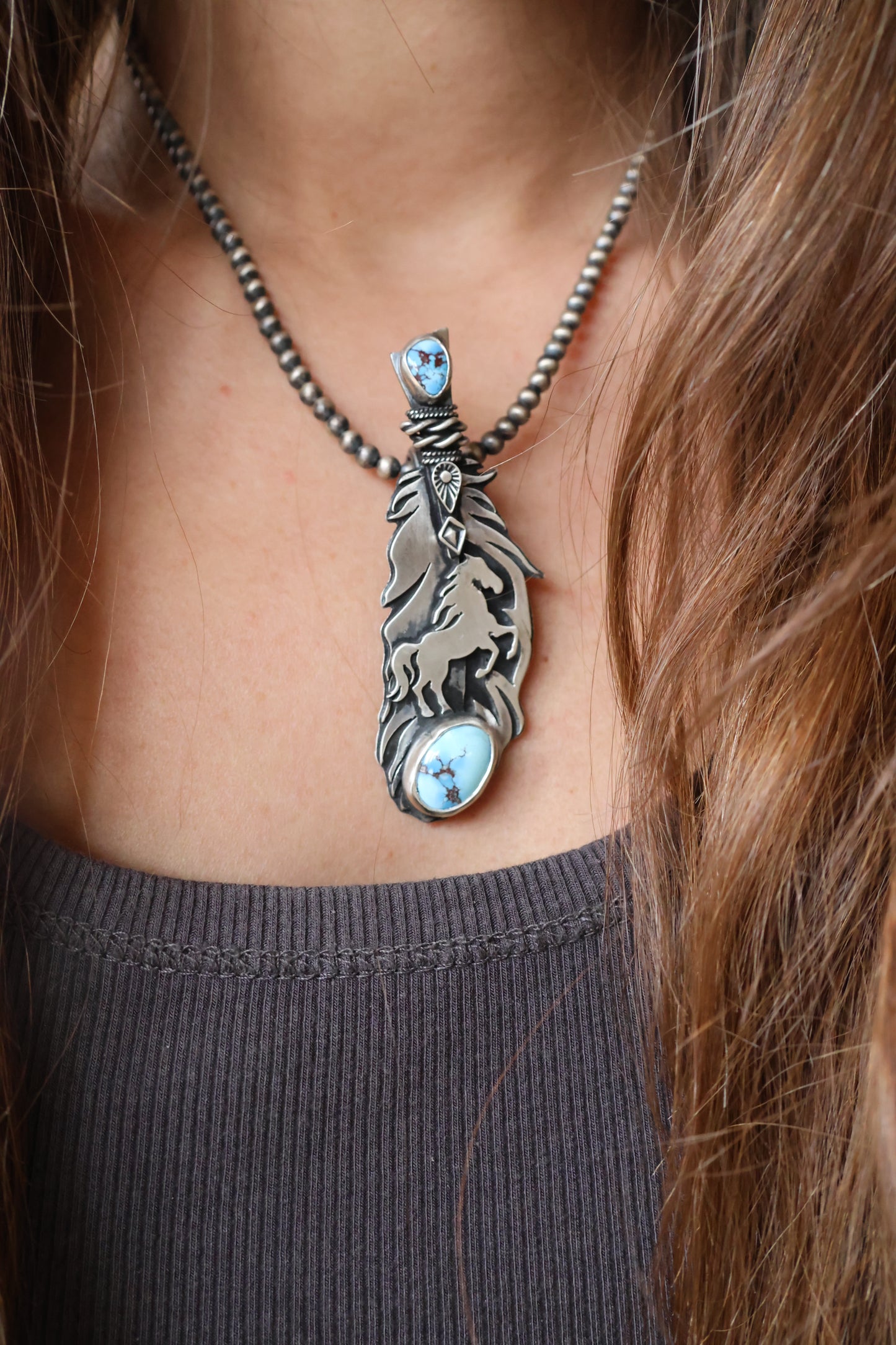 Feather • Golden Hills Turquoise Pendant