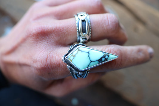 Majestic Angel Wing Variscite Ring Size 8.75