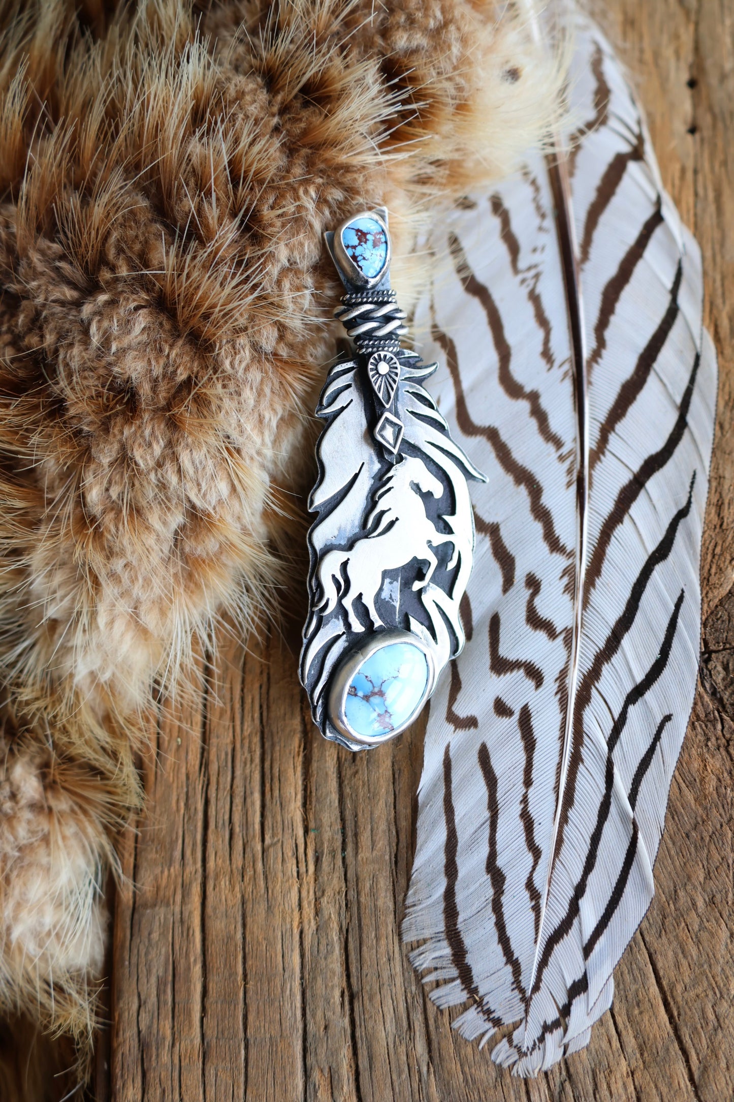 Feather • Golden Hills Turquoise Pendant