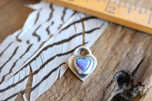 Heart charm with opal doublet •sterling silver