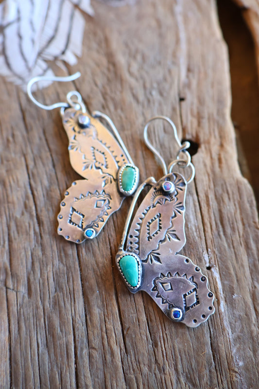 Butterfly dangly earrings
