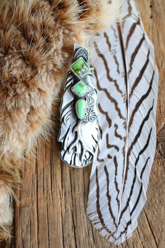 Feather • Sonoran Gold Turquoise Pendant