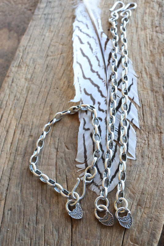 Sterling silver Charm bracelet chain 7”