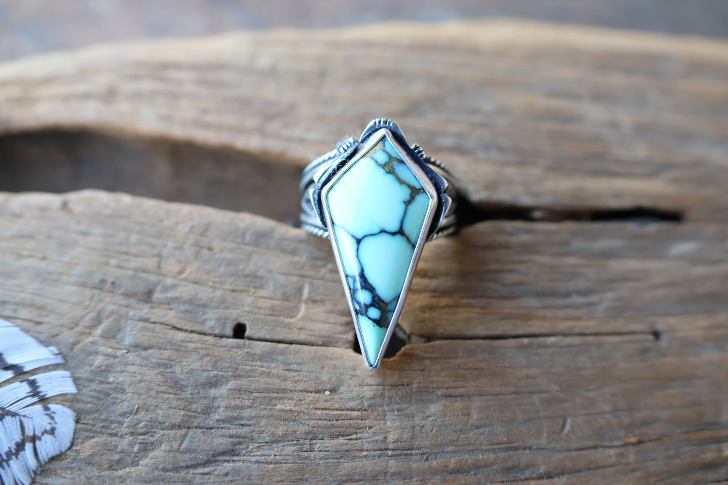 Majestic Angel Wing Variscite Ring Size 8.75