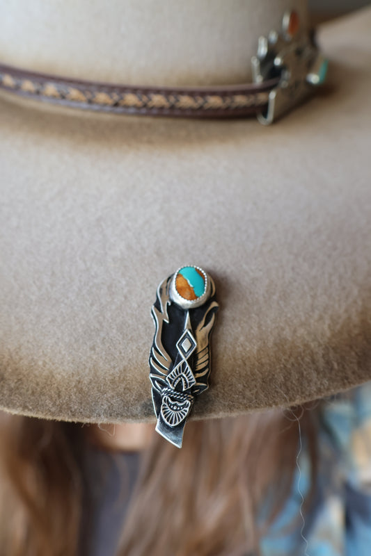 Feather Hat Brim Slider with Royston Turquoise