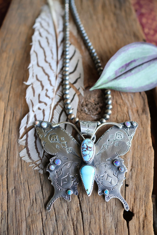 Big butterfly turquoise pendant