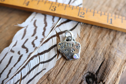 Love charm sterling silver with opal doublet