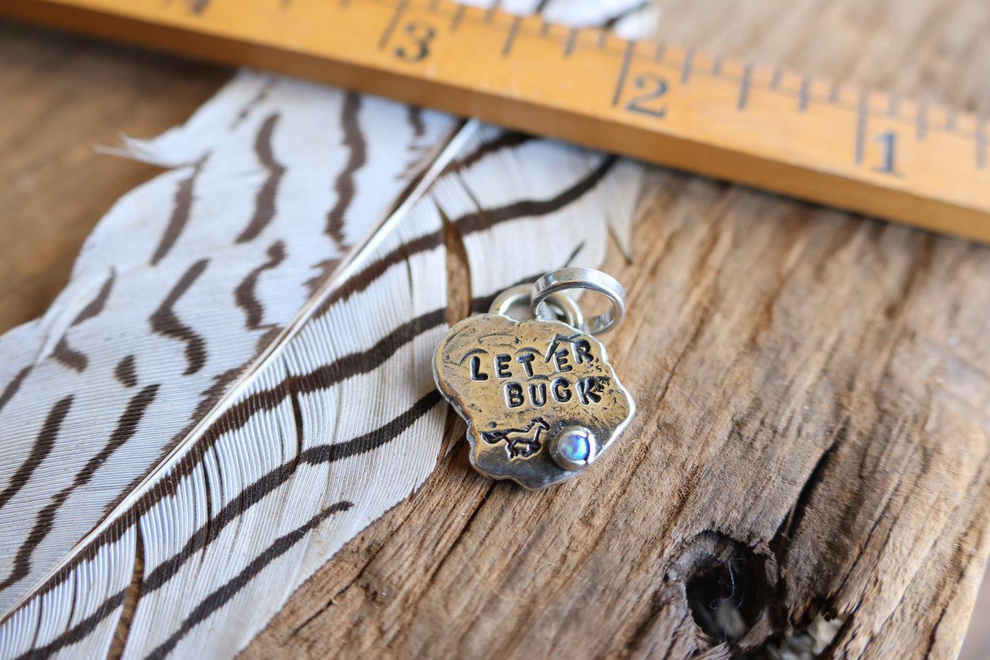 Let’er buck charm sterling silver with opal doublet