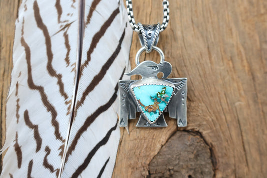 Thunderbird pendant with Fox Turquoise