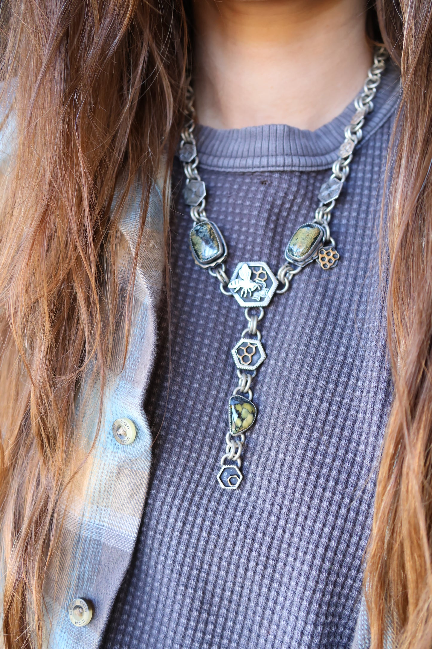 Honey Bee flower chain Lariat