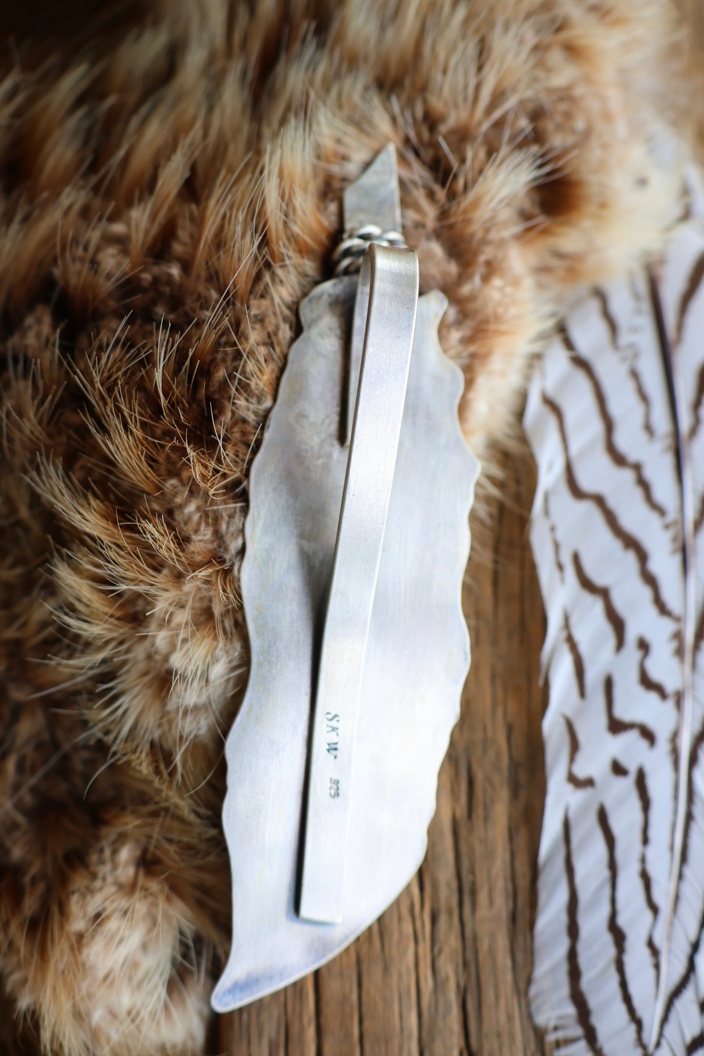 Feather • Battle Mountain Blue Gem Turquoise Pendant