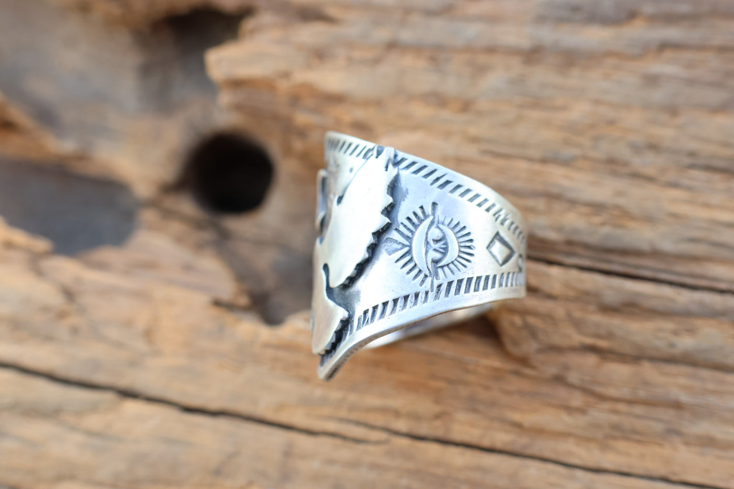 All sterling heavy Owl ring hand stamped size 7