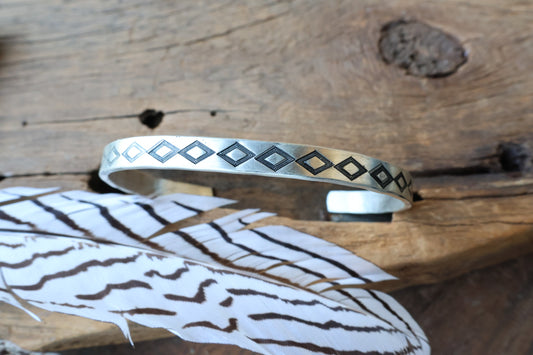 Hand stamped silver cuff 6.25” plus gap