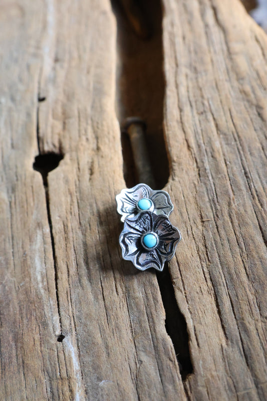 Turquoise flower studs