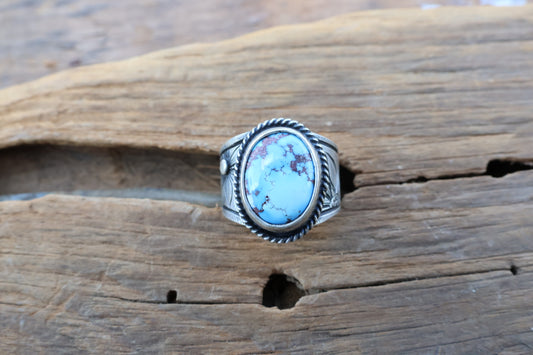 Hand engraved turquoise ring size 9.5