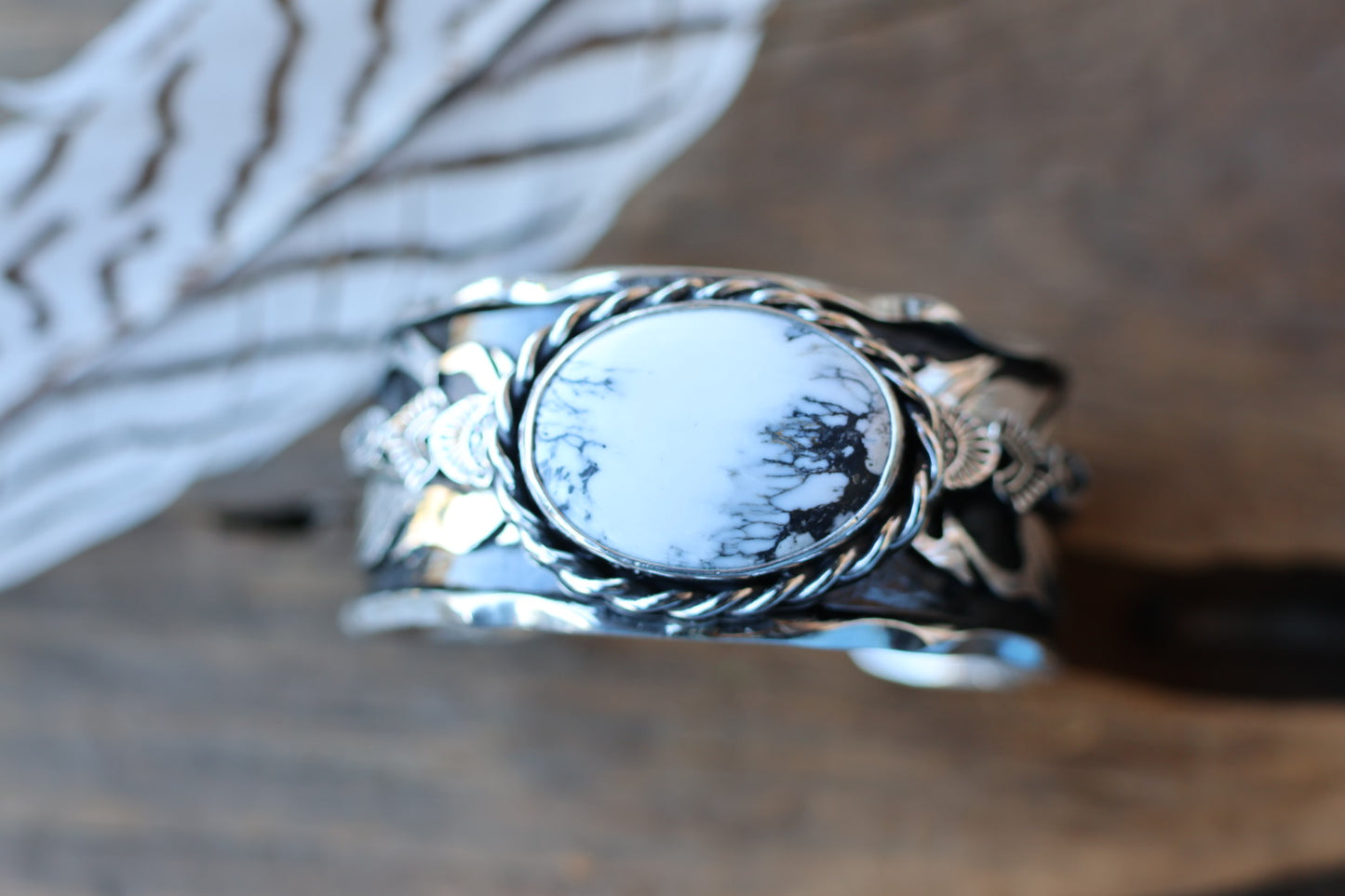 White Buffalo Double Feather Cuff