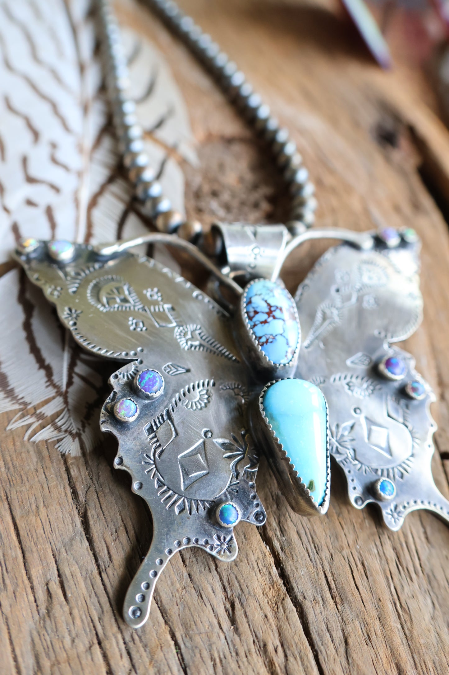 Big butterfly turquoise pendant