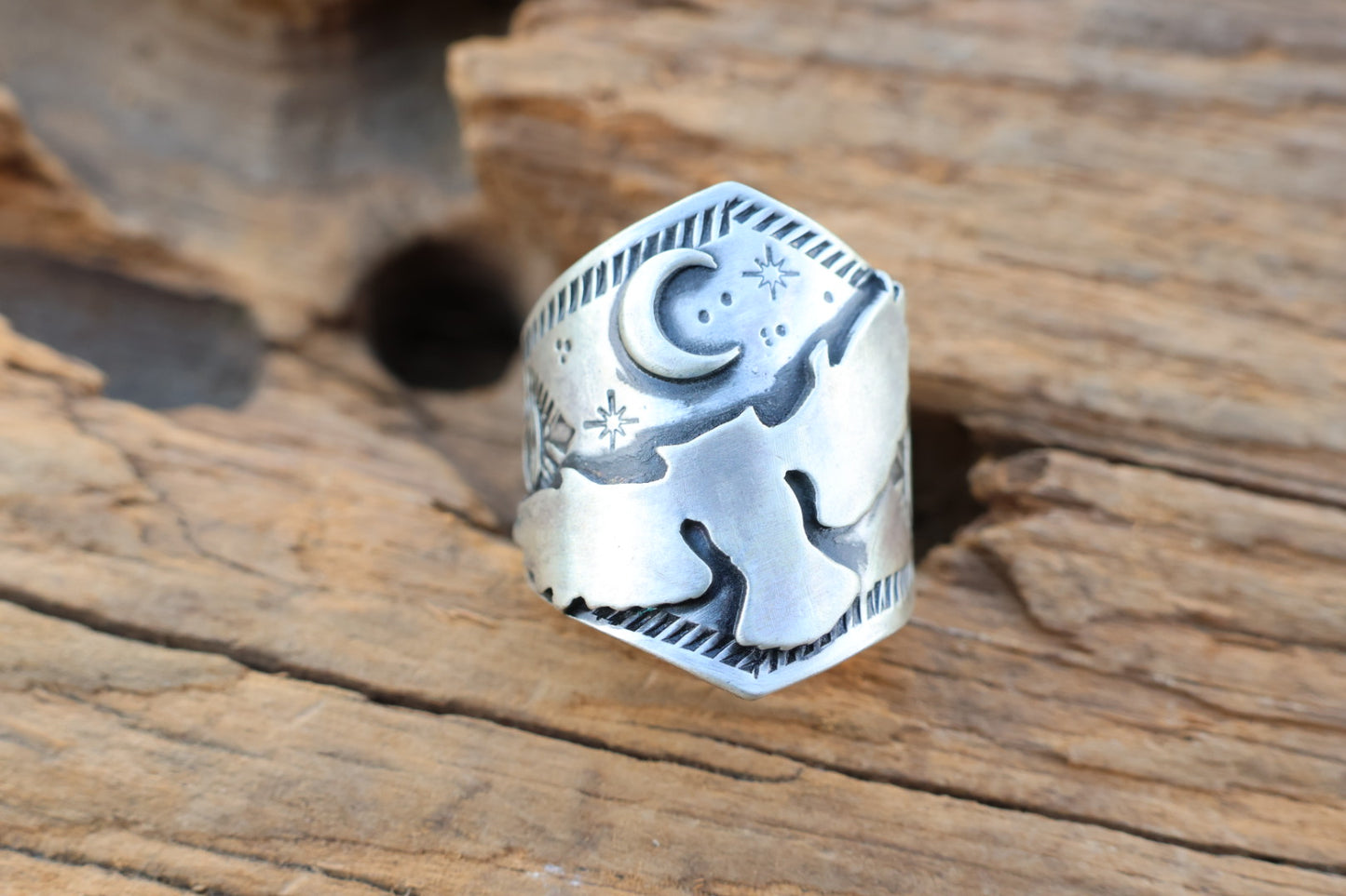 All sterling heavy Owl ring hand stamped size 7