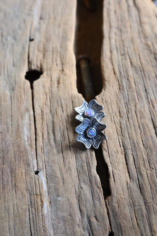 Pink opal doublets flower studs