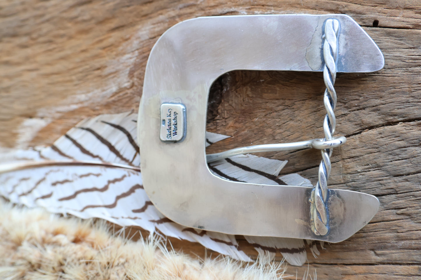 Kingman turquoise belt buckle •Solid sterling silver