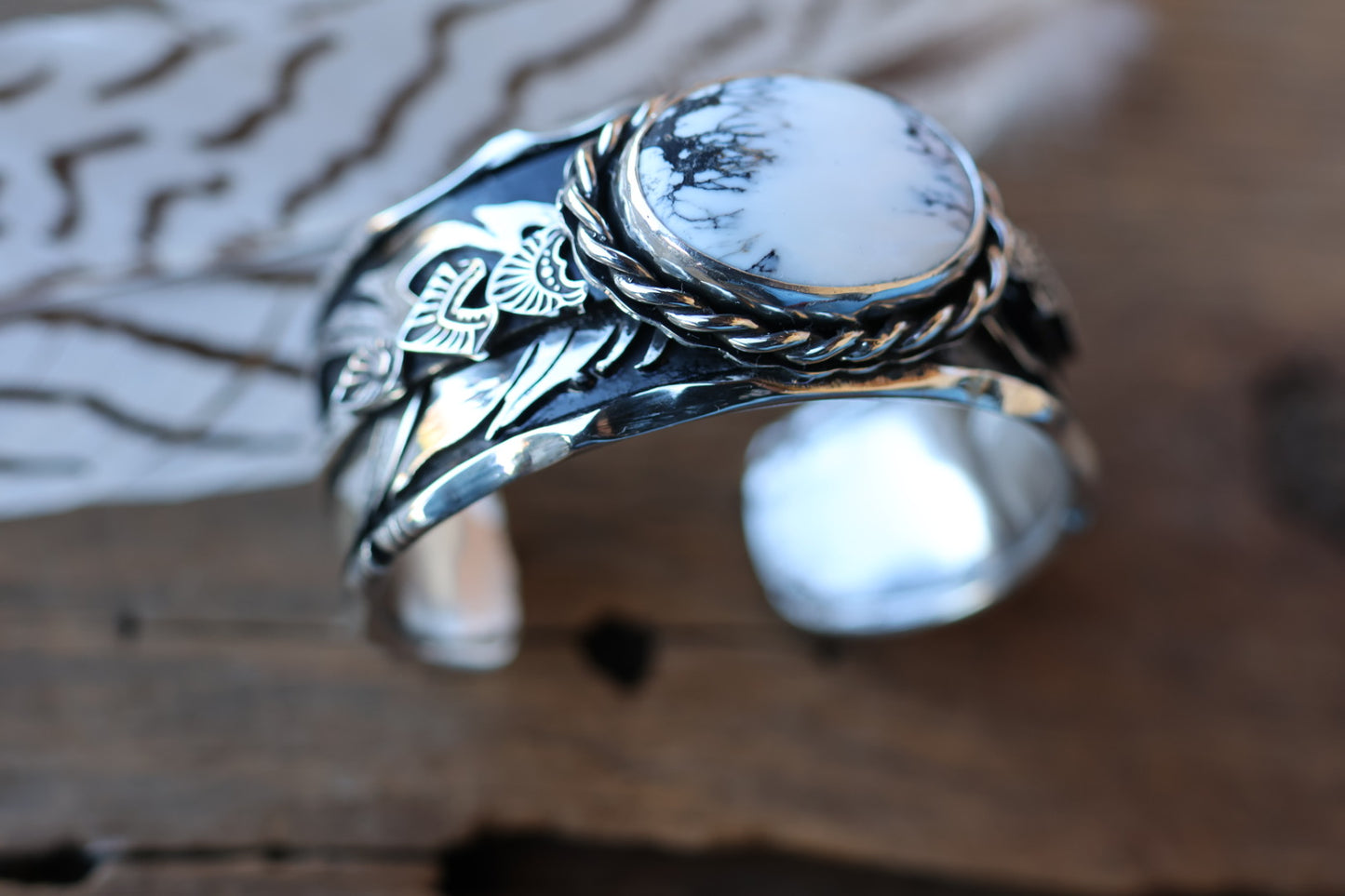 White Buffalo Double Feather Cuff