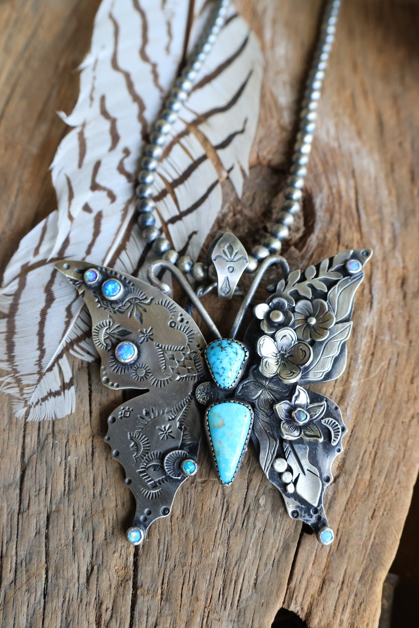 Big butterfly turquoise pendant