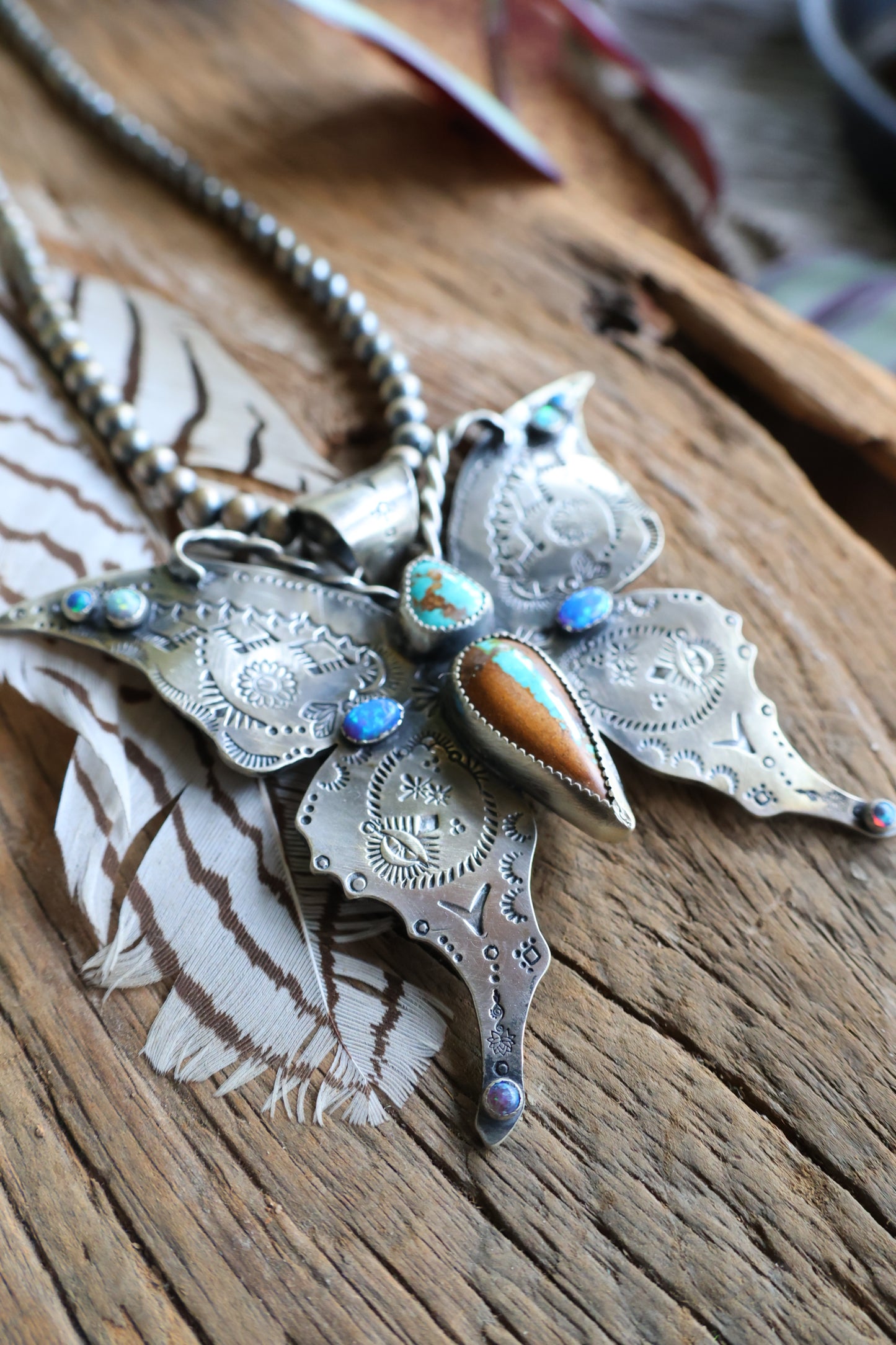 Big butterfly turquoise pendant
