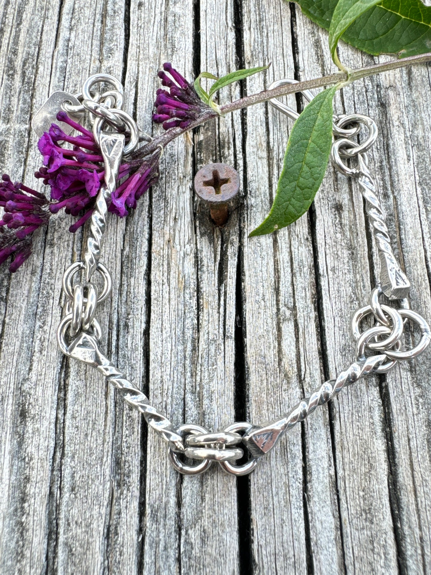 Skw horse shoe nail chain link bracelet