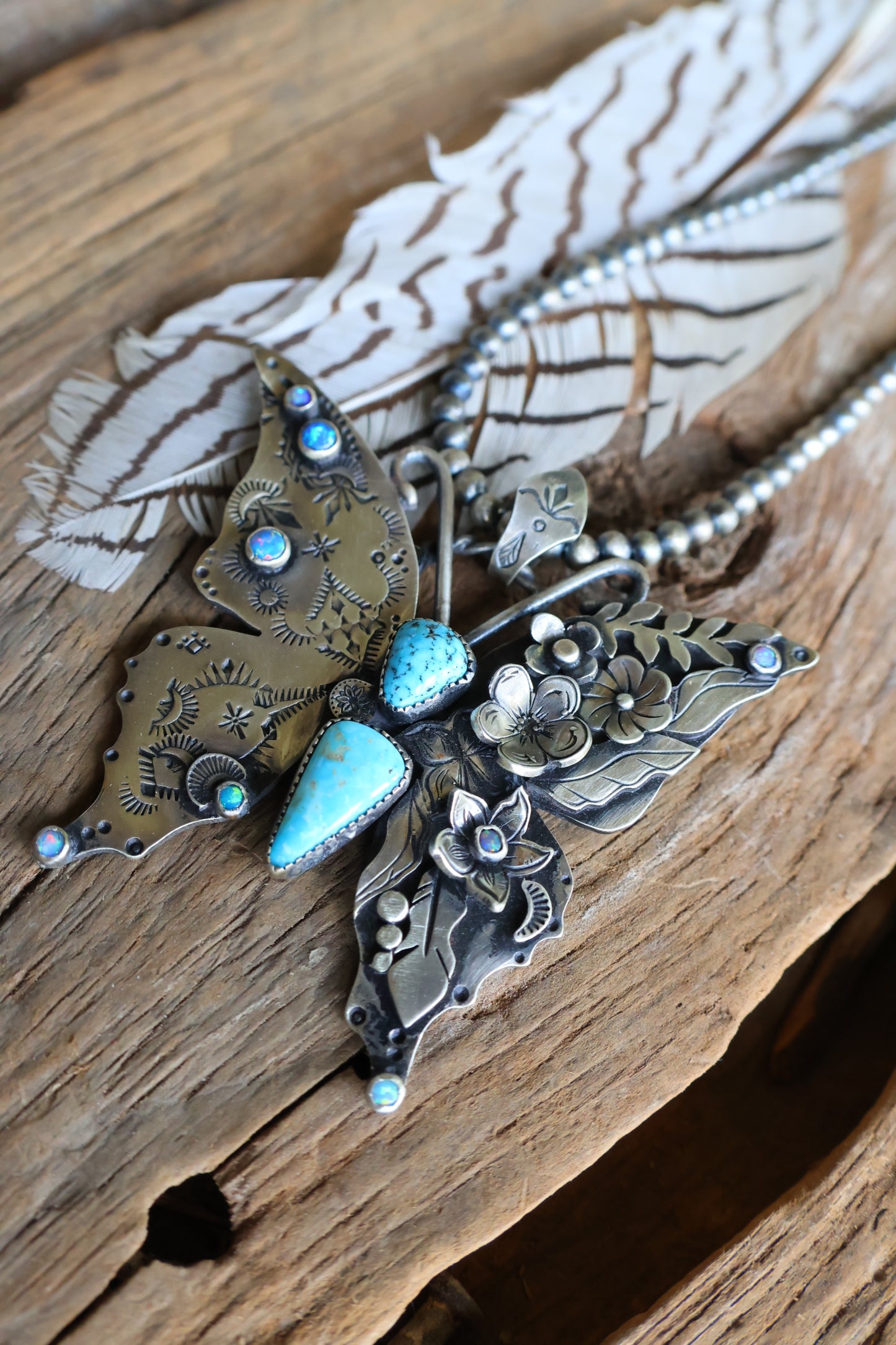 Big butterfly turquoise pendant