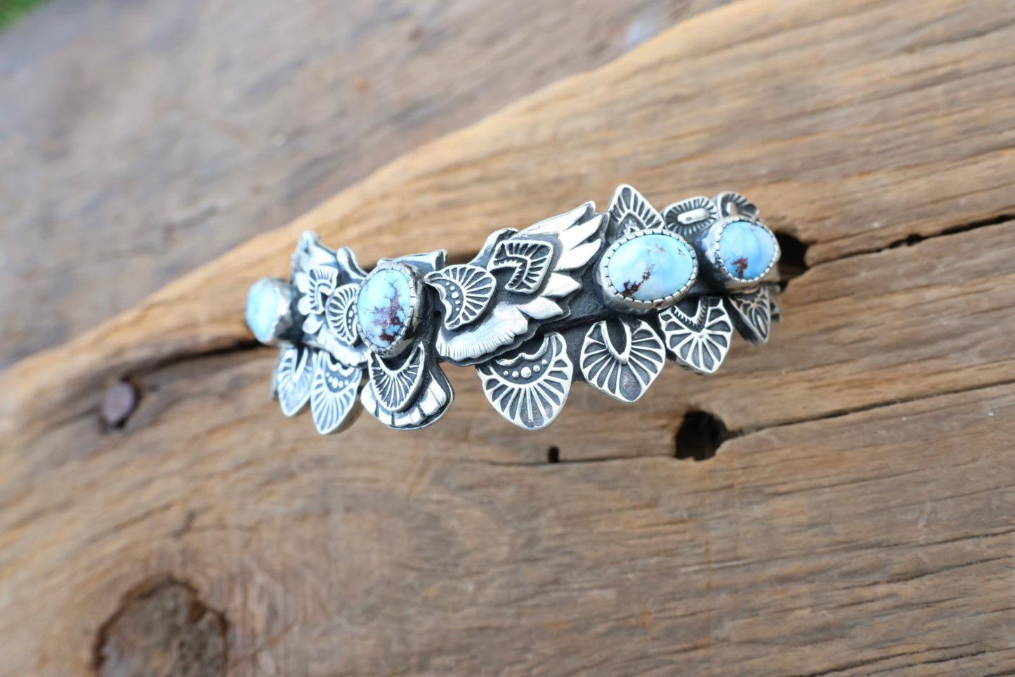 Owl cuff with Golden Hills Turquoise